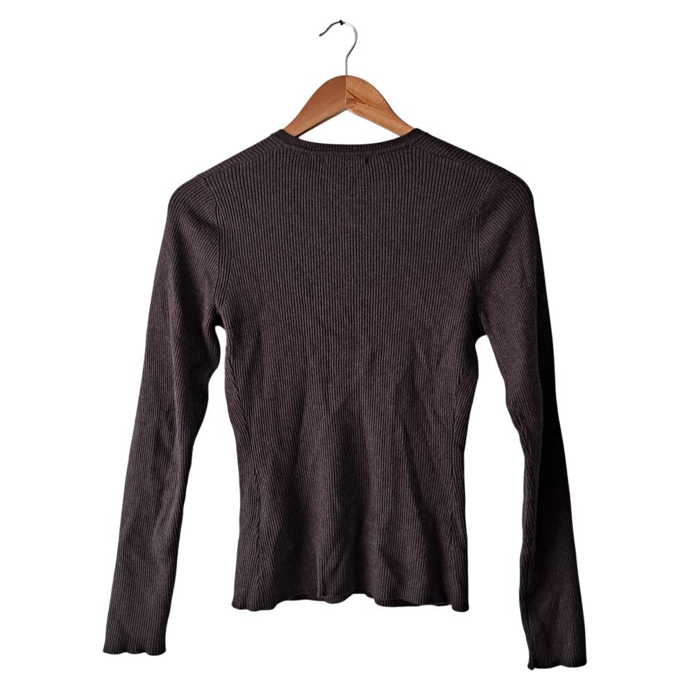 Quince Fitted Ribbed Cardigan Cotton Cashmere Mocha Heather Brown Womens Size S - Picture 3 of 11